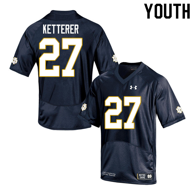 Youth NCAA Notre Dame Fighting Irish #27 Chase Ketterer Stitched College Under Armour Authentic Navy Football Jersey LZ10D70EL